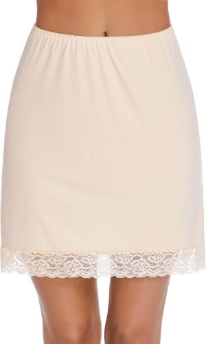 61aQoWPgifL._AC_SL1500 Jngrtsyjvip Fashion Half Slips for Women Underskirt Short Lace Trim Above Knee Half Slip