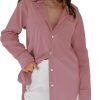 Jngrtsyjvip Fashion   Womens Button Down Shirts Dress Shirts Long Sleeve Blouses V Neck Solid Casual Tunics Tops with Pockets