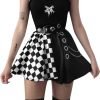 Jngrtsyjvip Fashion  Black Pleated Mini Skirt with Chain High Waisted Tennis Skirt