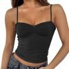 Jngrtsyjvip Fashion Women Y2K Sweetheart Neck Sleeveless Crop Tank Tops Backless Spaghetti Strap Pleated Bustier Camis Going Out Top