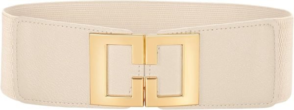 Jngrtsyjvip FashionWide Waist Belts for Women Dresses Vintage Elastic Belts Fashion Stretchy Belt with Gold Buckle