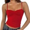 Jngrtsyjvip Fashion Women Y2K Sweetheart Neck Sleeveless Crop Tank Tops Backless Spaghetti Strap Pleated Bustier Camis Going Out Top