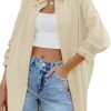 Jngrtsyjvip Fashion   Womens Oversized Button Down Shirts Casual Loose Long Sleeve Solid Lapel Long Blouses Tops with Pockets