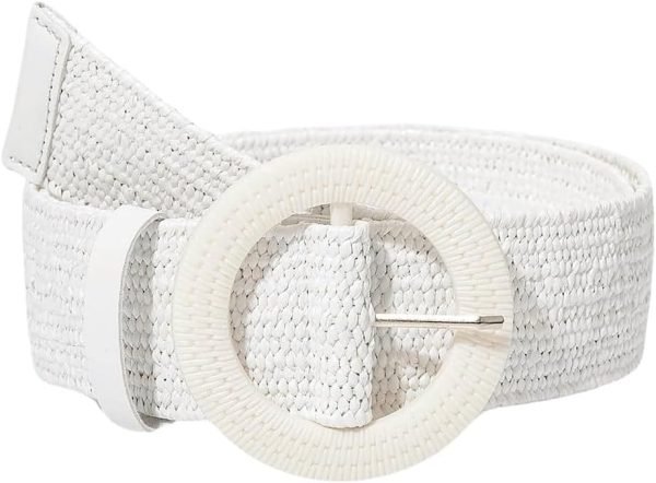 Jngrtsyjvip Fashion  Women's Round Buckle Elastic Straw Belts Boho Waist Belt