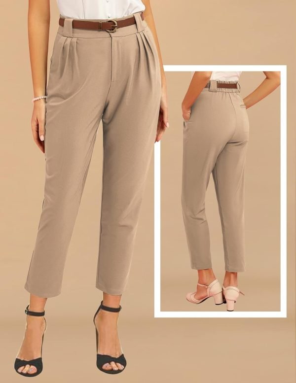 Jngrtsyjvip Fashion  Women's High Waisted Stretch Dress Pants Casual Business Work Trouser Pants with Pockets&Belt
