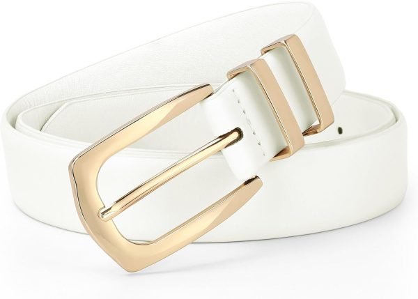 Jngrtsyjvip Fashion  Plus Size Women's Leather Belts for Jeans Pants Fashion Ladies Black Belt with Gold Buckle