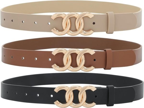 61kzbtQZSgL._AC_SL1500 Jngrtsyjvip FashionWomen Belt for Jeans Dress Cinch Waist Belt for Ladies Faux Leather Belt with Gold Buckle