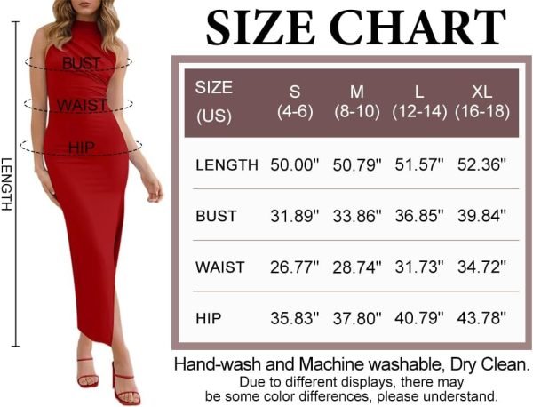 61lEWYgDqRL._AC_SL1000 Jngrtsyjvip Fashion Women's Sleeveless Bodycon Maxi Dress 2024 Mock Neck Ruched Side Slit Long Tank Dress