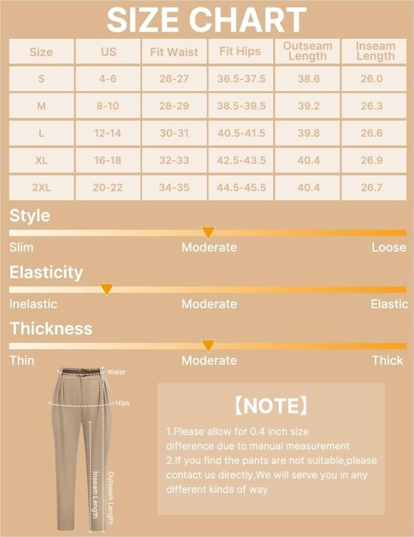 Jngrtsyjvip Fashion  Women's High Waisted Stretch Dress Pants Casual Business Work Trouser Pants with Pockets&Belt