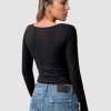Jngrtsyjvip Fashion Womens Long Sleeve Deep V-Neck Crop Tops Basic Y2K Going Out Tops Fall Outfits 2024 Fashion Clothes