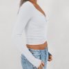 61n5jIZ08sL._AC_SL1500 Jngrtsyjvip Fashion Womens Twisted Knot Long Sleeve T Shirts V Neck Basic Tee Cute Slim Tight Going Out Y2k Crop Fall Fashion Tops