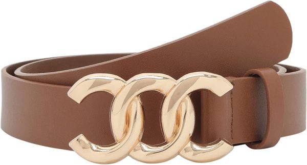 61ntKddMhcL._AC_SL1500 Jngrtsyjvip FashionWomen Belt for Jeans Dress Cinch Waist Belt for Ladies Faux Leather Belt with Gold Buckle