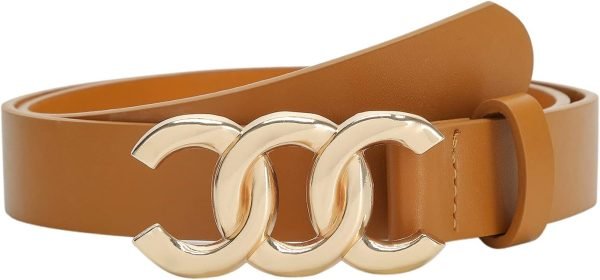 61oObaH3KtL._AC_SL1500 Jngrtsyjvip FashionWomen Belt for Jeans Dress Cinch Waist Belt for Ladies Faux Leather Belt with Gold Buckle