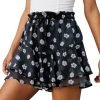 Jngrtsyjvip Fashion Shorts for Women Casual Boho Floral Skorts Ruffle Mini Skirts Running Tennis Butterfly Shorts Chiffon Shorts