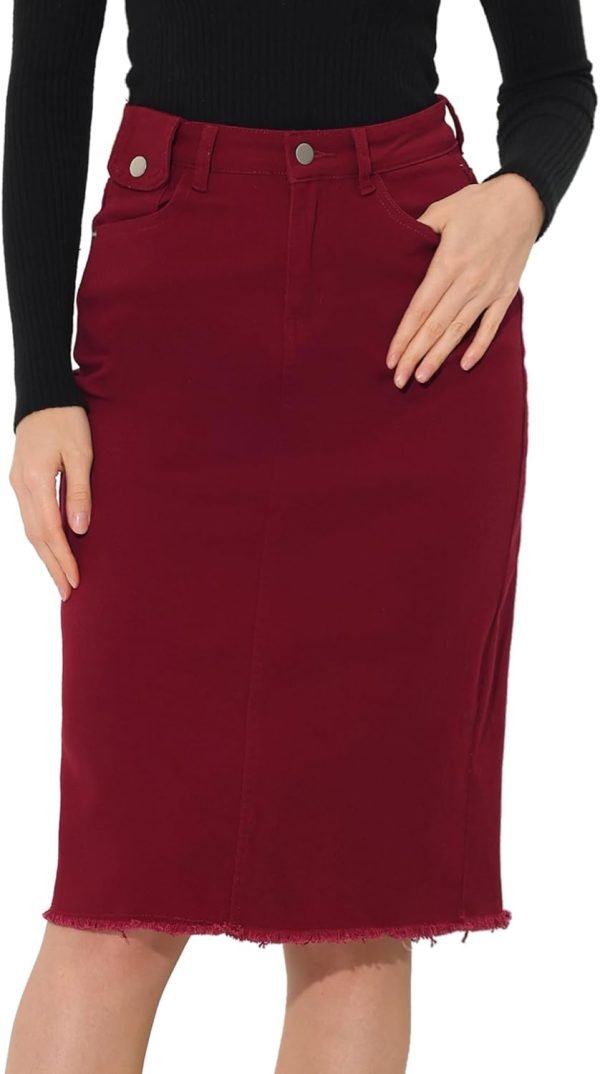 Jngrtsyjvip Fashion Women's Casual Jean Skirt High Waist Back Slit Stretch Denim Skirts