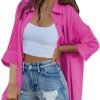 Jngrtsyjvip Fashion   Womens Oversized Button Down Shirts Casual Loose Long Sleeve Solid Lapel Long Blouses Tops with Pockets