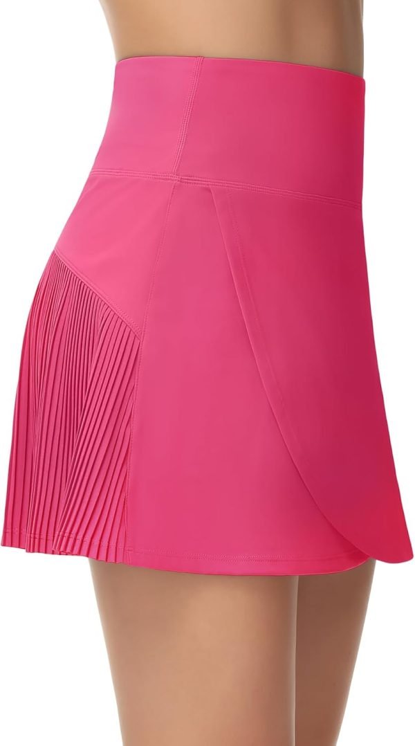 Jngrtsyjvip Fashion Women's High Waisted Tennis Skirts Crossover hemline Back Pleated Golf Skorts with Inner Shorts