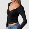 Jngrtsyjvip Fashion Womens Long Sleeve Deep V-Neck Crop Tops Basic Y2K Going Out Tops Fall Outfits 2024 Fashion Clothes