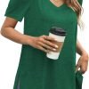 Jngrtsyjvip Fashion   Summer Tops for Women Short Sleeve V Neck Shirts Side Split Loose Casual Tunic Tops