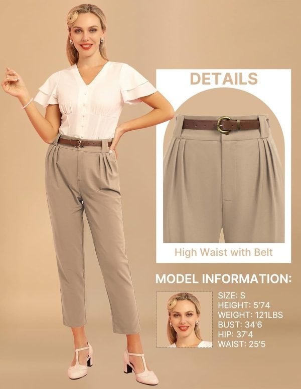 Jngrtsyjvip Fashion  Women's High Waisted Stretch Dress Pants Casual Business Work Trouser Pants with Pockets&Belt