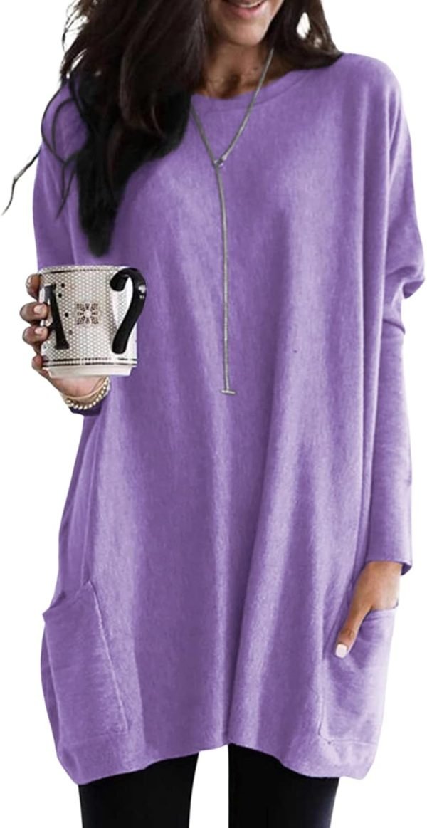 Jngrtsyjvip Fashion   Womens 2024 Fall Outfits Casual Long Sleeve Shirts Lightweight Sweatshirts Fashion Tunic Tops with Pockets