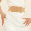 Jngrtsyjvip Fashion  Women's Symmetrical Buckle Straw Belts Wide Belt Elastic Waistband