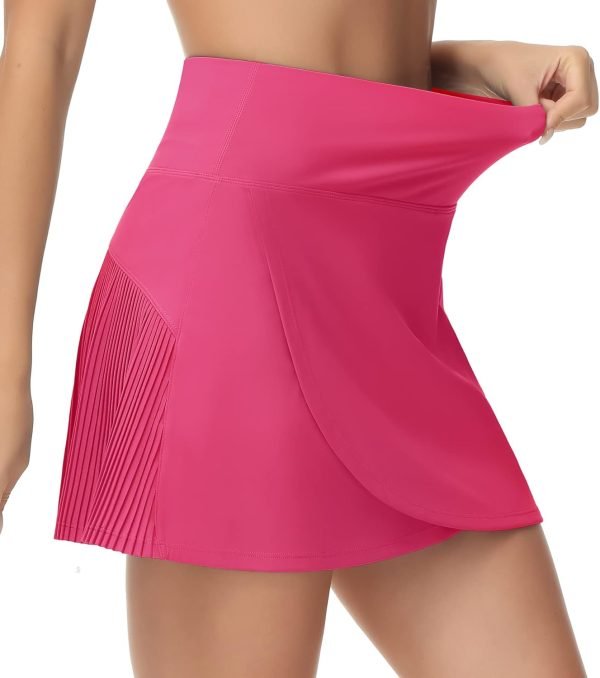 Jngrtsyjvip Fashion Women's High Waisted Tennis Skirts Crossover hemline Back Pleated Golf Skorts with Inner Shorts