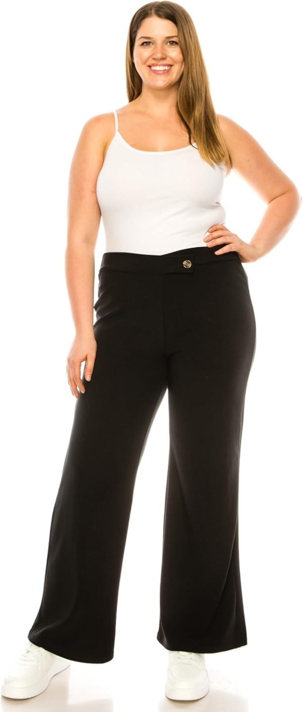 61yetGu2poL._AC_SL1500 Jngrtsyjvip Fashion Women's Rise Culottes Casual Wide Pants Solid Palazzo One Size Trouser Pants