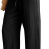 Jngrtsyjvip FashionI  Women's Wide Leg Pants with Pockets High Waist Adjustable Knot Loose Casual Trousers Business Work Casual Pants