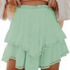 Jngrtsyjvip Fashion Shorts for Women Casual Boho Ruffle Tiered Skorts High Waist Mini Skirts Golf Tennis Crochet Shorts