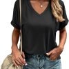 Jngrtsyjvip Fashion Women's Tshirts V Neck Short Sleeve Summer Tops Casual Basic Tee Shirts