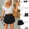 Jngrtsyjvip Fashion  Women's High Waist Ruffle Flowy Mini Skirts Stretchy Lined Layered Pleated Casual Beach Short Skirt