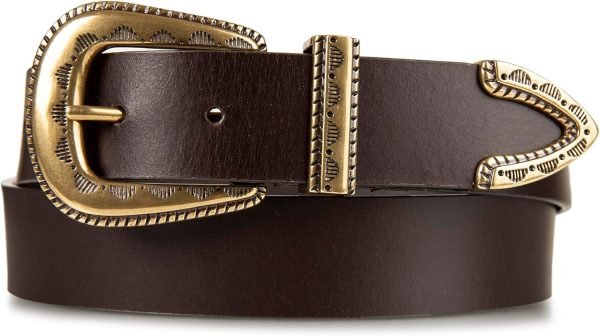 Jngrtsyjvip Fashion  Women's Western Style Fashion Leather Belt with Metal Buckle