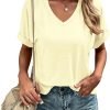 Jngrtsyjvip Fashion Women's Tshirts V Neck Short Sleeve Summer Tops Casual Basic Tee Shirts