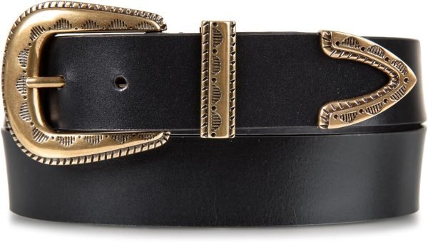Jngrtsyjvip Fashion  Women's Western Style Fashion Leather Belt with Metal Buckle