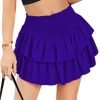 Jngrtsyjvip Fashion  Women's High Waist Ruffle Flowy Mini Skirts Stretchy Lined Layered Pleated Casual Beach Short Skirt