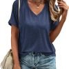 Jngrtsyjvip Fashion Women's Tshirts V Neck Short Sleeve Summer Tops Casual Basic Tee Shirts