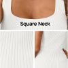 Jngrtsyjvip Fashion  Women's Ribbed Tank Tops Knit Square Neck Sleeveless Shirts Summer Casual Basic Tanks