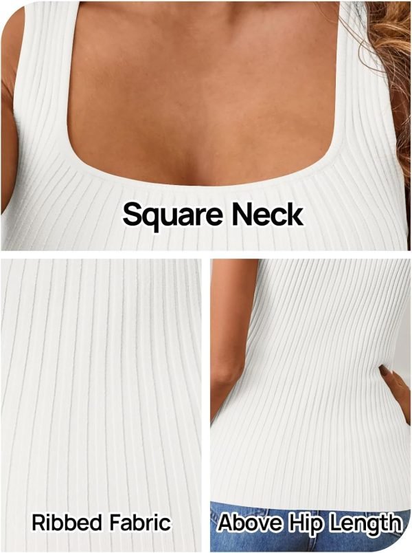 Jngrtsyjvip Fashion  Women's Ribbed Tank Tops Knit Square Neck Sleeveless Shirts Summer Casual Basic Tanks