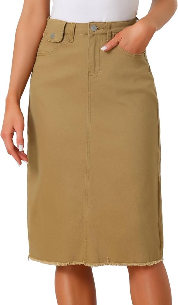 Jngrtsyjvip Fashion Women's Casual Jean Skirt High Waist Back Slit Stretch Denim Skirts