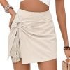 716A0IVyoML._AC_SL1500 Jngrtsyjvip Fashion Women's High Waisted Fringe Trim Skort Ring Linked Wrap Casual Skirt Shorts
