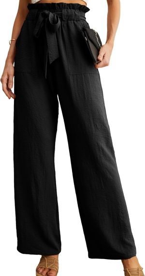 716aoWg2UqL._AC_SL1500 Jngrtsyjvip FashionI Women's Wide Leg Pants with Pockets High Waist Adjustable Knot Loose Casual Trousers Business Work Casual Pants