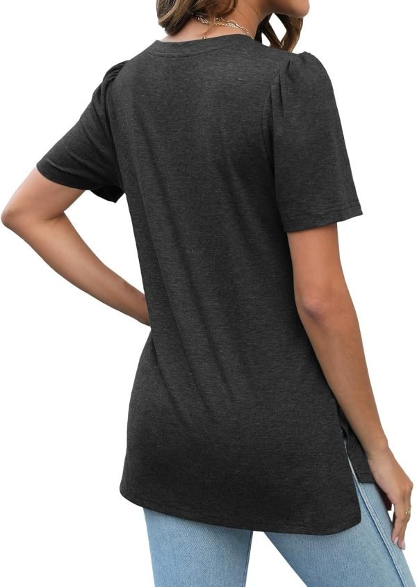 Jngrtsyjvip Fashion   Summer Tops for Women Short Sleeve V Neck Shirts Side Split Loose Casual Tunic Tops