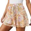 Jngrtsyjvip Fashion Shorts for Women Casual Boho Floral Skorts Ruffle Mini Skirts Running Tennis Butterfly Shorts Chiffon Shorts