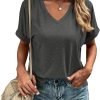 Jngrtsyjvip Fashion Women's Tshirts V Neck Short Sleeve Summer Tops Casual Basic Tee Shirts