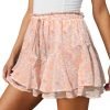 Jngrtsyjvip Fashion Shorts for Women Casual Boho Floral Skorts Ruffle Mini Skirts Running Tennis Butterfly Shorts Chiffon Shorts