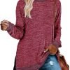 71B8txvXhKL._AC_SL1500 Jngrtsyjvip Fashion Womens Crewneck Pullovers Color Block Long Sleeve Side Split Tunic Tops