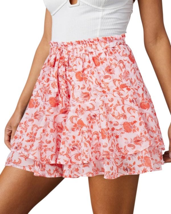 Jngrtsyjvip Fashion Shorts for Women Casual Boho Floral Skorts Ruffle Mini Skirts Running Tennis Butterfly Shorts Chiffon Shorts