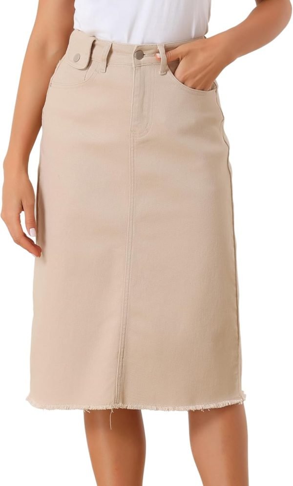 Jngrtsyjvip Fashion Women's Casual Jean Skirt High Waist Back Slit Stretch Denim Skirts