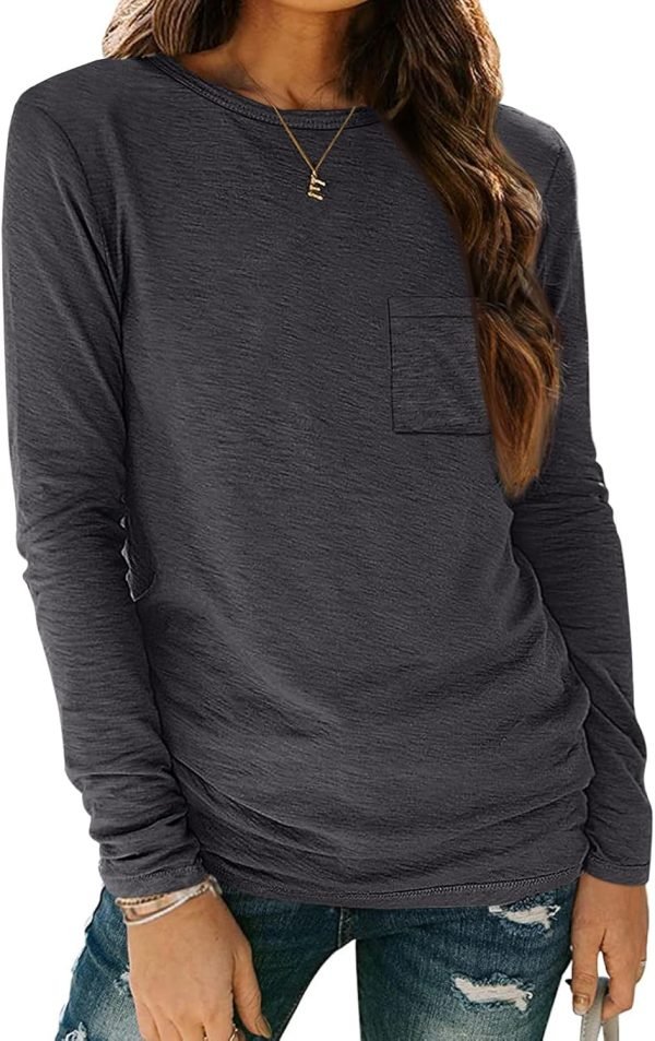 Jngrtsyjvip Fashion   Long Sleeve Shirts for Women 2024 Fall Fashion Crewneck Loose Fit Casual Tops Trendy Basics Outfits Clothes